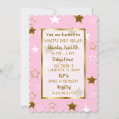 Roze en gouden maan en sterren Baby shower nodigt  Kaart (Achterkant)