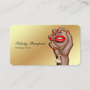 Roze en Gouden Make-up Artiest Visitekaartje