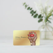 Roze en Gouden Make-up Artiest Visitekaartje (Staand voorkant)