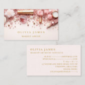 Roze en Gouden Make-up Kunstenaar Cosmetica Beauty Visitekaartje (Voorkant / Achterkant)