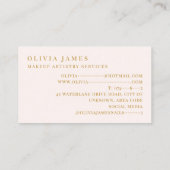 Roze en Gouden Make-up Kunstenaar Cosmetica Beauty Visitekaartje (Achterkant)