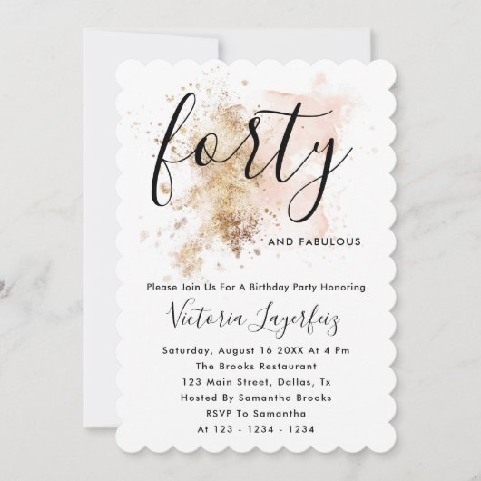 Roze en gouden Manuscript vrouw 40e verjaardag Kaart (Voorkant)