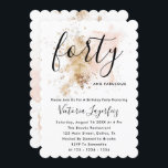 Roze en gouden Manuscript vrouw 40e verjaardag Kaart<br><div class="desc">Roze en gouden Manuscript Feminine Woman 40th Birthday Invitation</div>