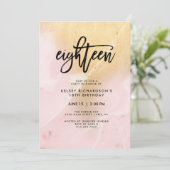Roze en gouden marmer | 18e verjaardagsfeestje kaart (Staand voorkant)