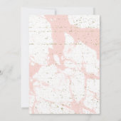 Roze en gouden marmer babyshower uitnodiging (Achterkant)