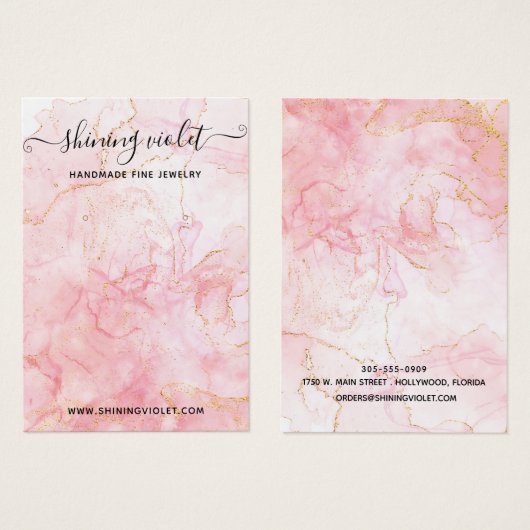 Roze en gouden marmer-beeldscherm voor het verdien visitekaartje (Voorkant /achterkant)