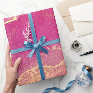 Roze en gouden marmer elegant cadeaupapier