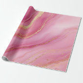 Roze en gouden marmer elegant cadeaupapier (Uitgerold)