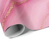 Roze en gouden marmer elegant cadeaupapier (Rol Hoek)