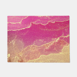 Roze en gouden marmer elegant deurmat