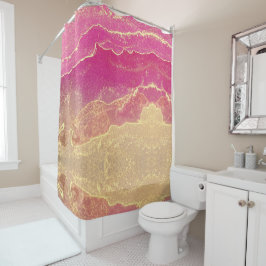 Roze en gouden marmer elegant douchegordijn