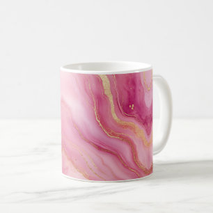 Roze en gouden marmer elegant koffiemok