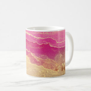 Roze en gouden marmer elegant koffiemok
