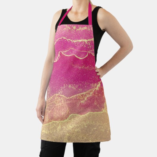 Roze en gouden marmer elegant schort (Insitu)