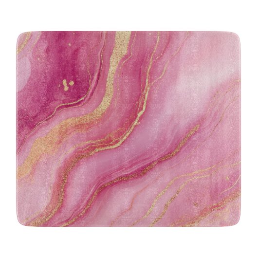 Roze en gouden marmer elegant snijplank (Voorkant)
