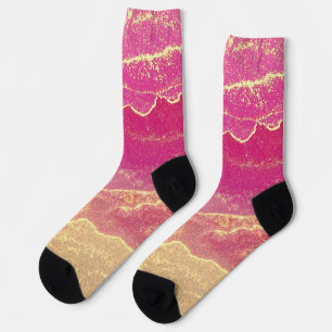 Roze en gouden marmer elegant sokken