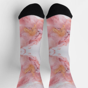 Roze en gouden marmer elegant sokken