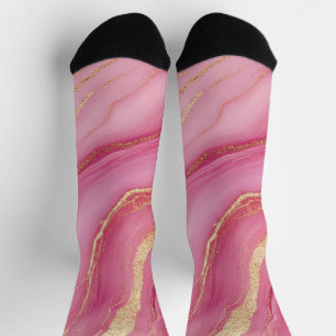 Roze en gouden marmer elegant sokken