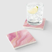 Roze en gouden marmer elegant stenen onderzetter (Zijkant)