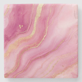 Roze en gouden marmer elegant stenen onderzetter