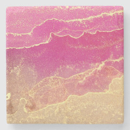 Roze en gouden marmer elegant stenen onderzetter