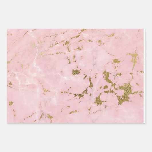 Roze en gouden marmer inpakpapier vel (Voorkant 2)