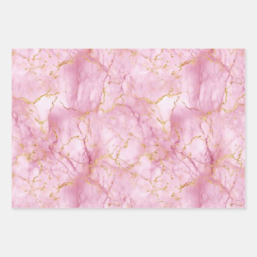 Roze en gouden marmer inpakpapier vel (Voorkant 3)