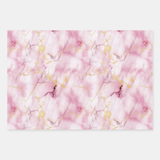 Roze en gouden marmer inpakpapier vel (Voorkant)