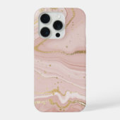 Roze en gouden marmer iPhone hoesje (Achterkant)