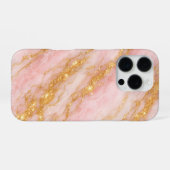 roze en gouden marmer iPhone hoesje (Achterkant horizontaal)