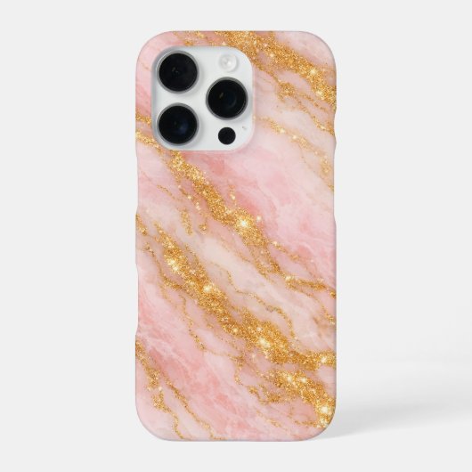 roze en gouden marmer iPhone hoesje (Achterkant)