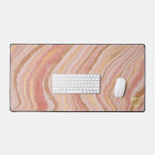 Roze en gouden marmer met gouden monogram bureaumat (Keyboard & Muis)
