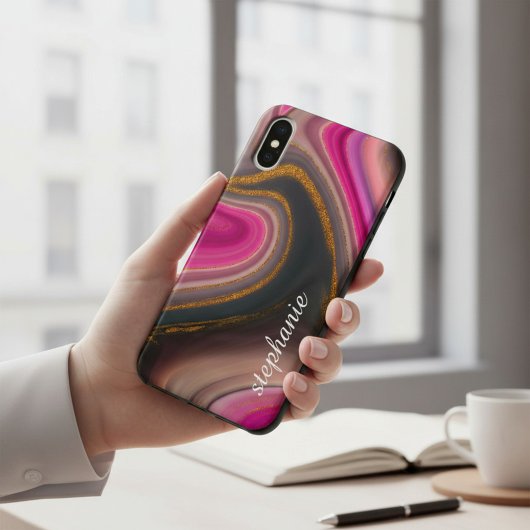 Roze en Gouden Marmer Monogram Case-Mate iPhone Case