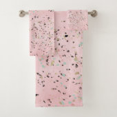 Roze en Gouden Marmer Terrazzo Bad Handdoek (Insitu)