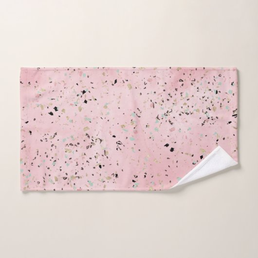 Roze en Gouden Marmer Terrazzo Bad Handdoek (Handdoek)