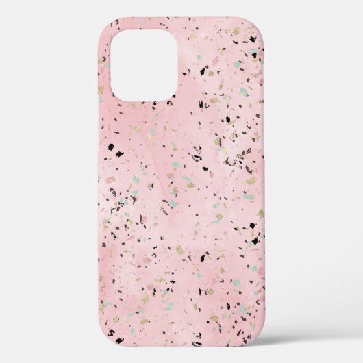 Roze en Gouden Marmer Terrazzo Case-Mate iPhone Case (Achterkant)