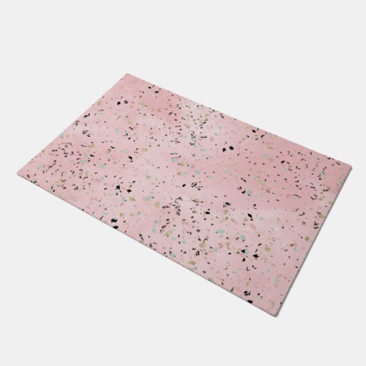 Roze en Gouden Marmer Terrazzo Deurmat (Schuin)