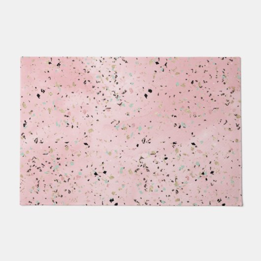 Roze en Gouden Marmer Terrazzo Deurmat (Voorkant)