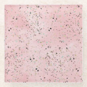 Roze en Gouden Marmer Terrazzo Glazen Onderzetter (Voorkant)