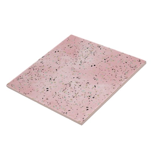 Roze en Gouden Marmer Terrazzo Tegeltje (Zijkant)
