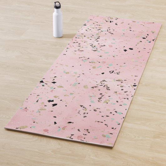 Roze en Gouden Marmer Terrazzo Yogamat (In situ)