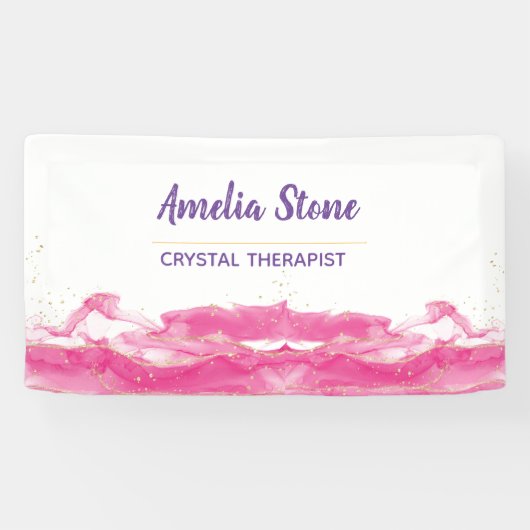 Roze en Gouden Marmeren Banner (Horizontaal)