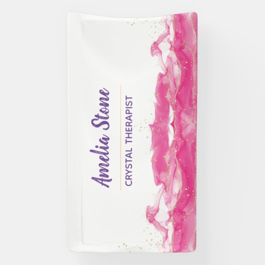 Roze en Gouden Marmeren Banner (Verticaal)