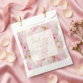 Roze en gouden marmeren bruiloft bedankzakje