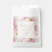 Roze en gouden marmeren bruiloft bedankzakje (Voorkant)