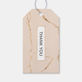 Roze en gouden marmeren cadeautag / feesttag cadeaulabel
