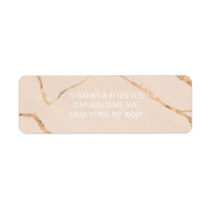 Roze en gouden marmeren effect retour adreslabels etiket