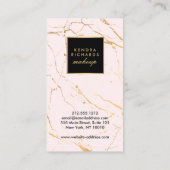 Roze en Gouden Marmeren Make-up Artiest Visitekaartje (Achterkant)