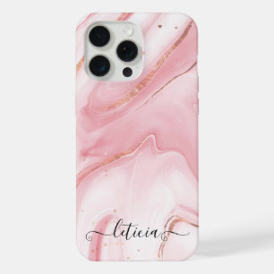 Roze en gouden marmeren meisjes iPhone 15 pro max case