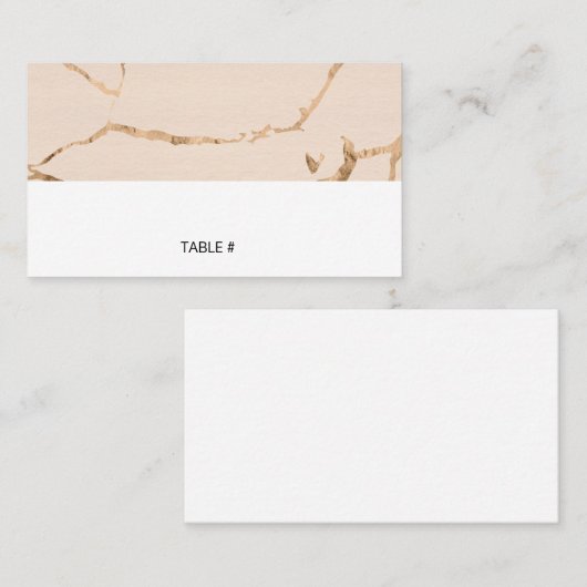 Roze en gouden marmeren plaatskaarten - plat plaatskaartje (Voorkant / Achterkant)